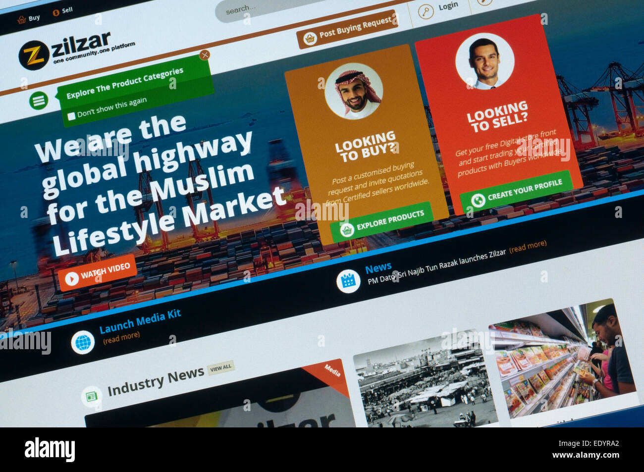 La home page del sito web Zilzar, destinato a consumatori musulmani cercando prodotti halal. Foto Stock