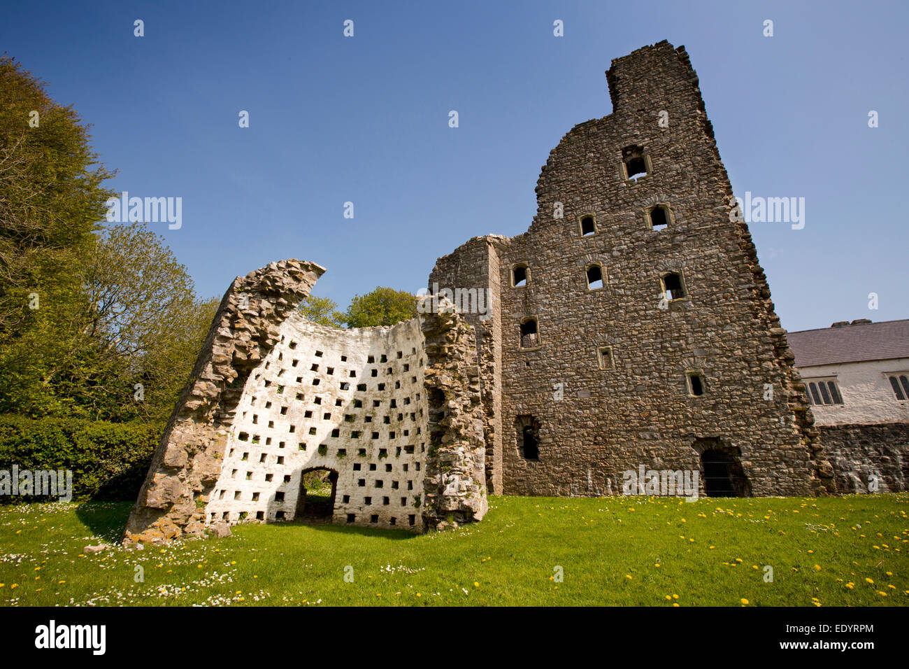 Regno Unito Galles, Swansea, Gower, Oxwich Castle, colombaia rovine Foto Stock
