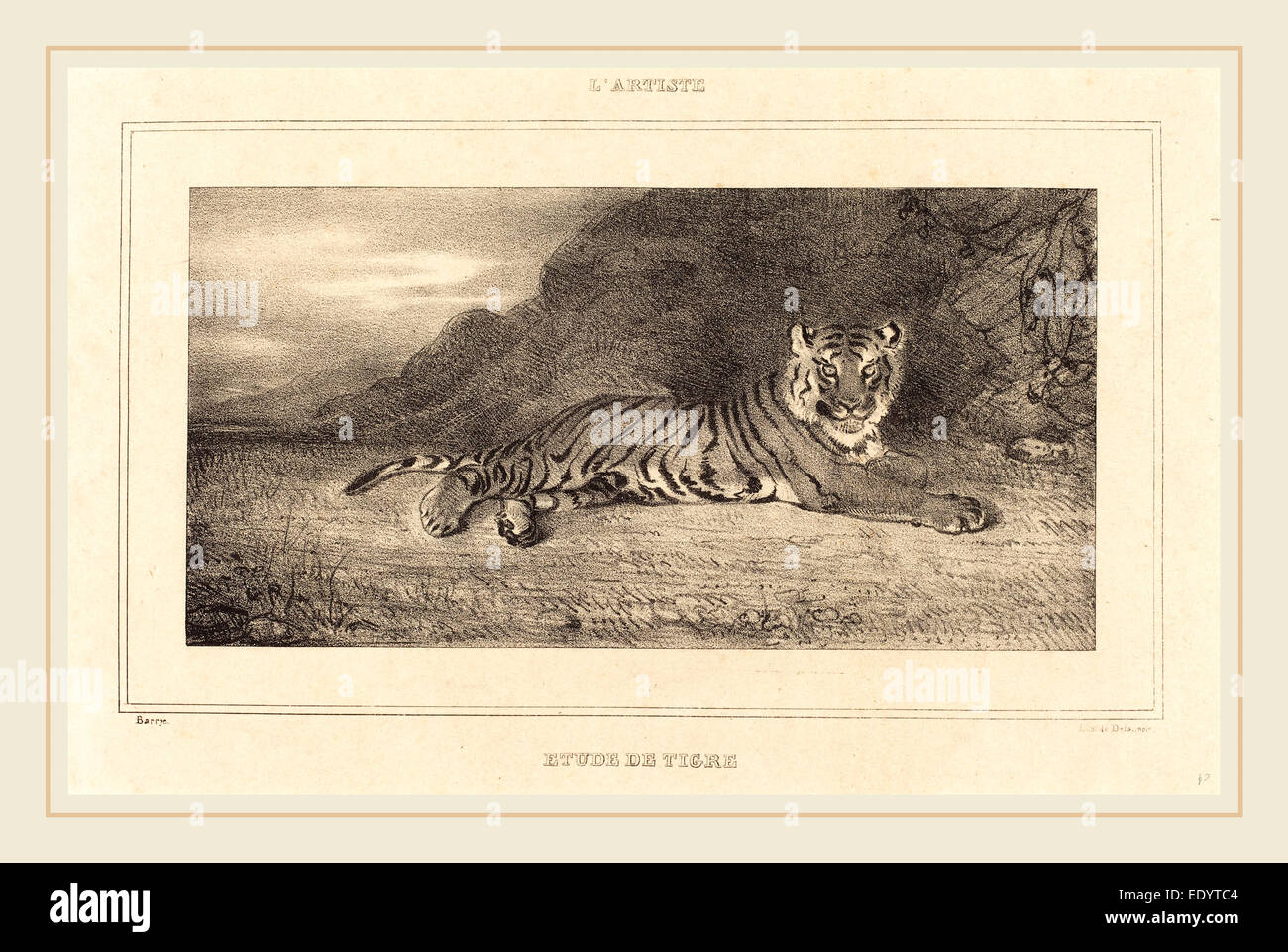 Antoine-Louis Barye, francese (1795-1875), lo studio di una tigre Foto Stock