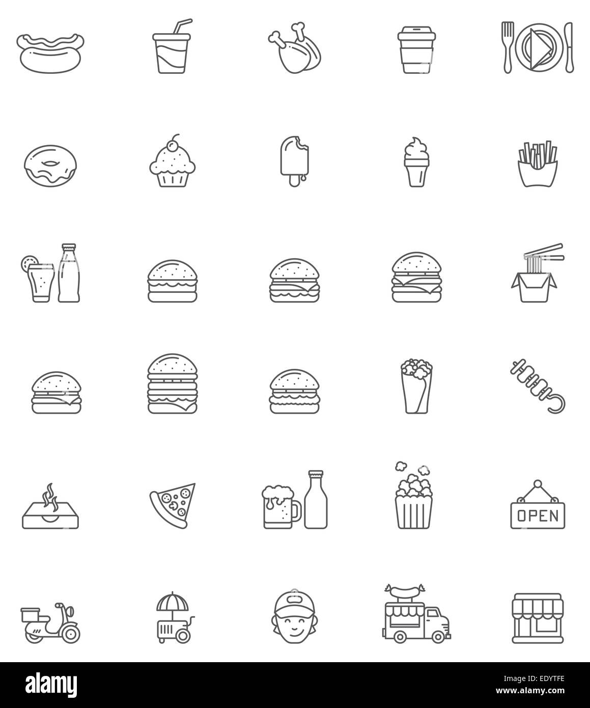 Il fast food icona impostare Foto Stock