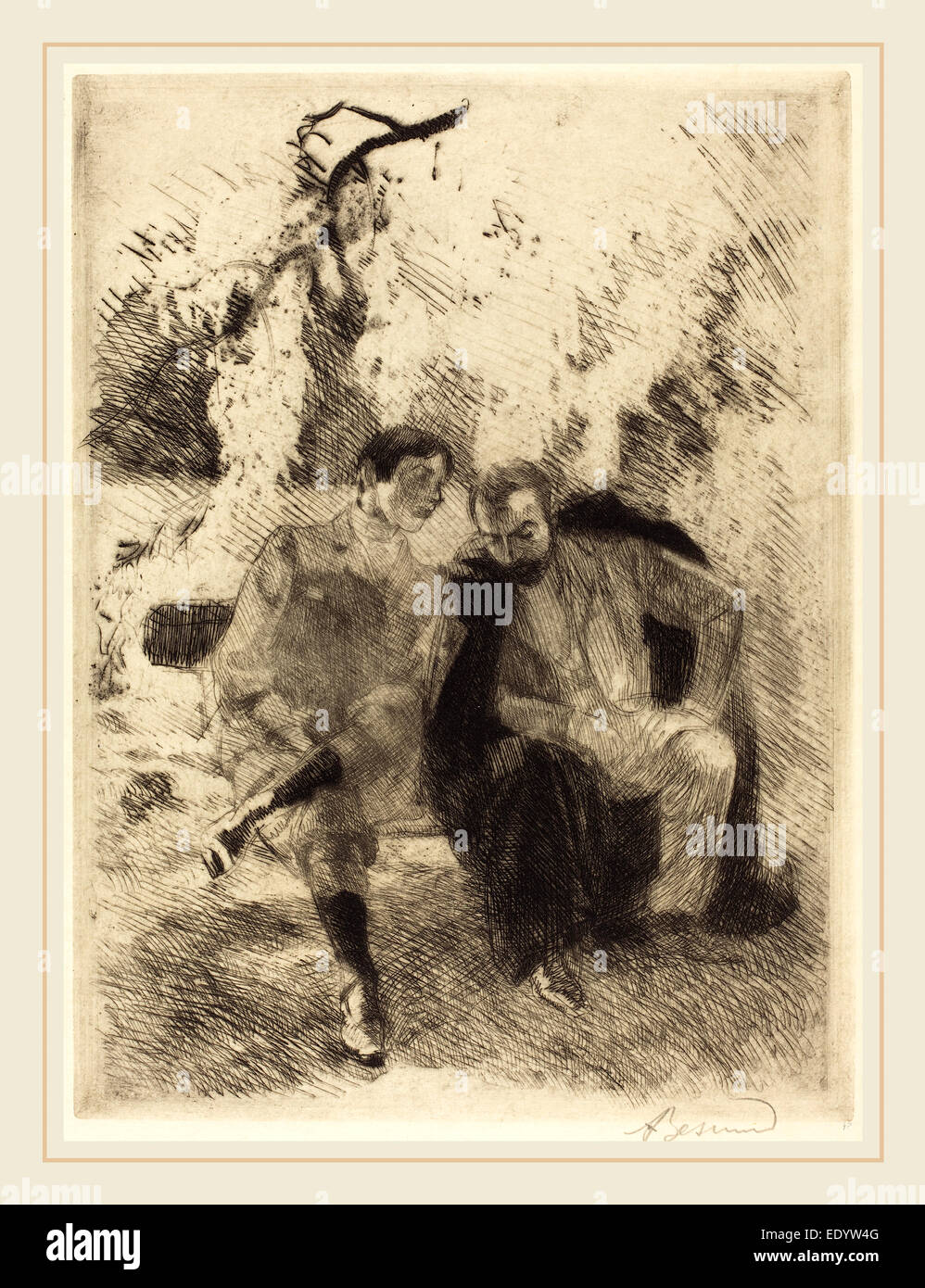 Albert Besnard, confidenze, Francese, 1849-1934, 1900, attacco Foto Stock