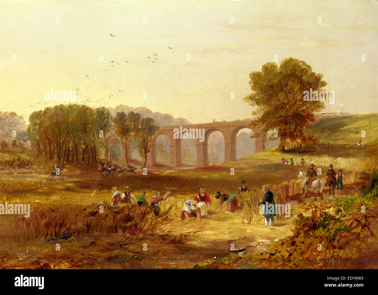 Corby viadotto, il Newcastle e Carlisle Railway firmato e datato in basso a sinistra: "J.W. Carmichael | 1836', John Wilson Carmichael Foto Stock