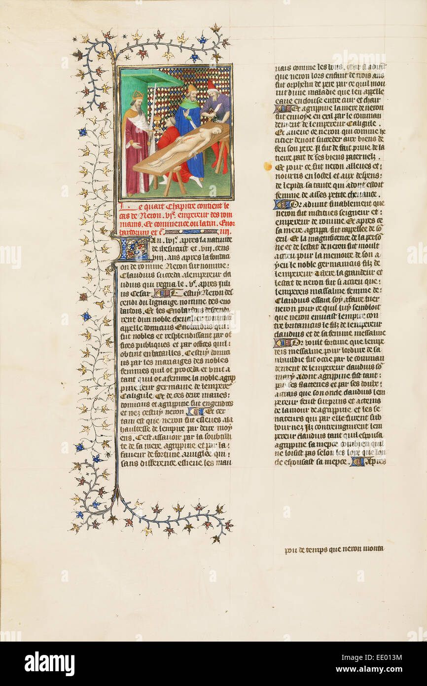 Nero Entra in pausa per un drink durante la mutilazione del suo corpo della madre; sconosciuta; Parigi, Francia, Europa; circa 1413 - 1415 Foto Stock