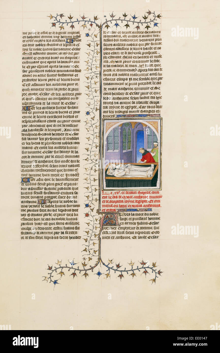 La Tomba di Marc Antonio e Cleopatra; sconosciuta; Parigi, Francia, Europa; circa 1413 - 1415; tempere, foglia oro, oro vernice Foto Stock