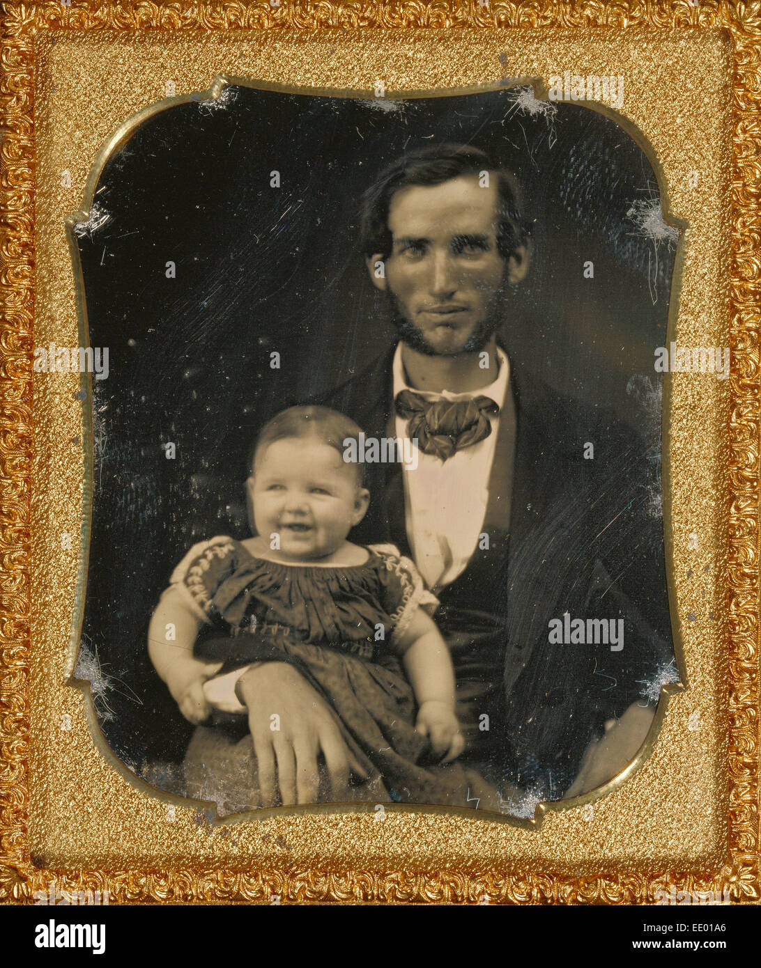 Ritratto di un padre e sorridente bambino; Unknown maker, American; circa 1855; Daguerreotype Foto Stock
