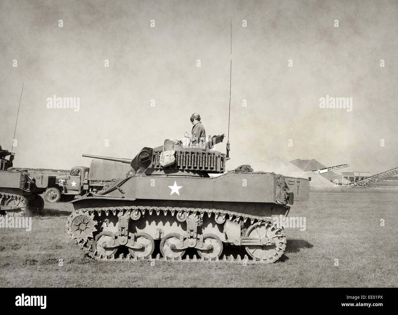 La II Guerra Mondiale era serbatoio americano in battaglia Foto Stock