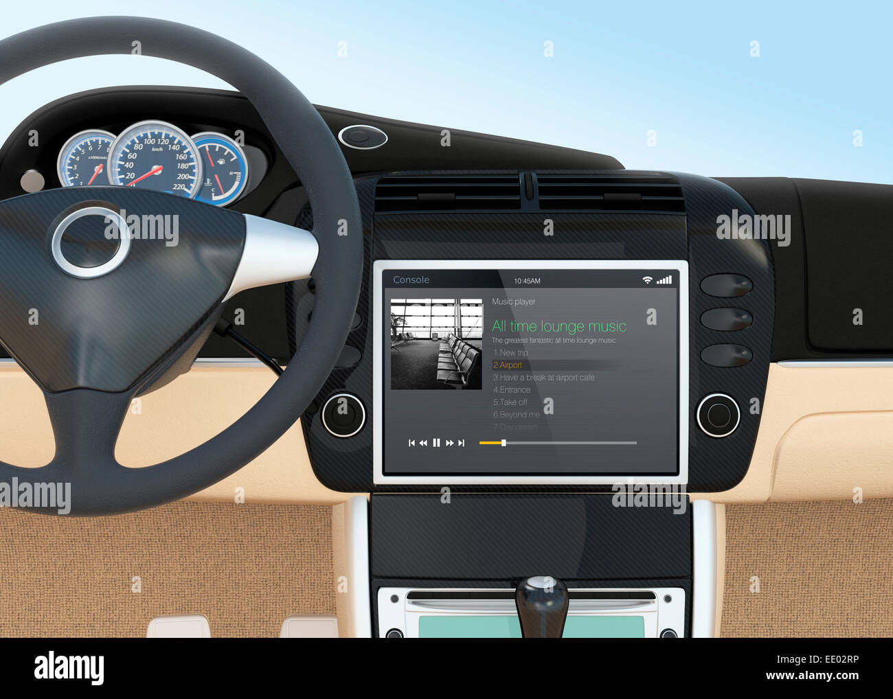 Music Player interfaccia per auto console multimediale. Foto Stock