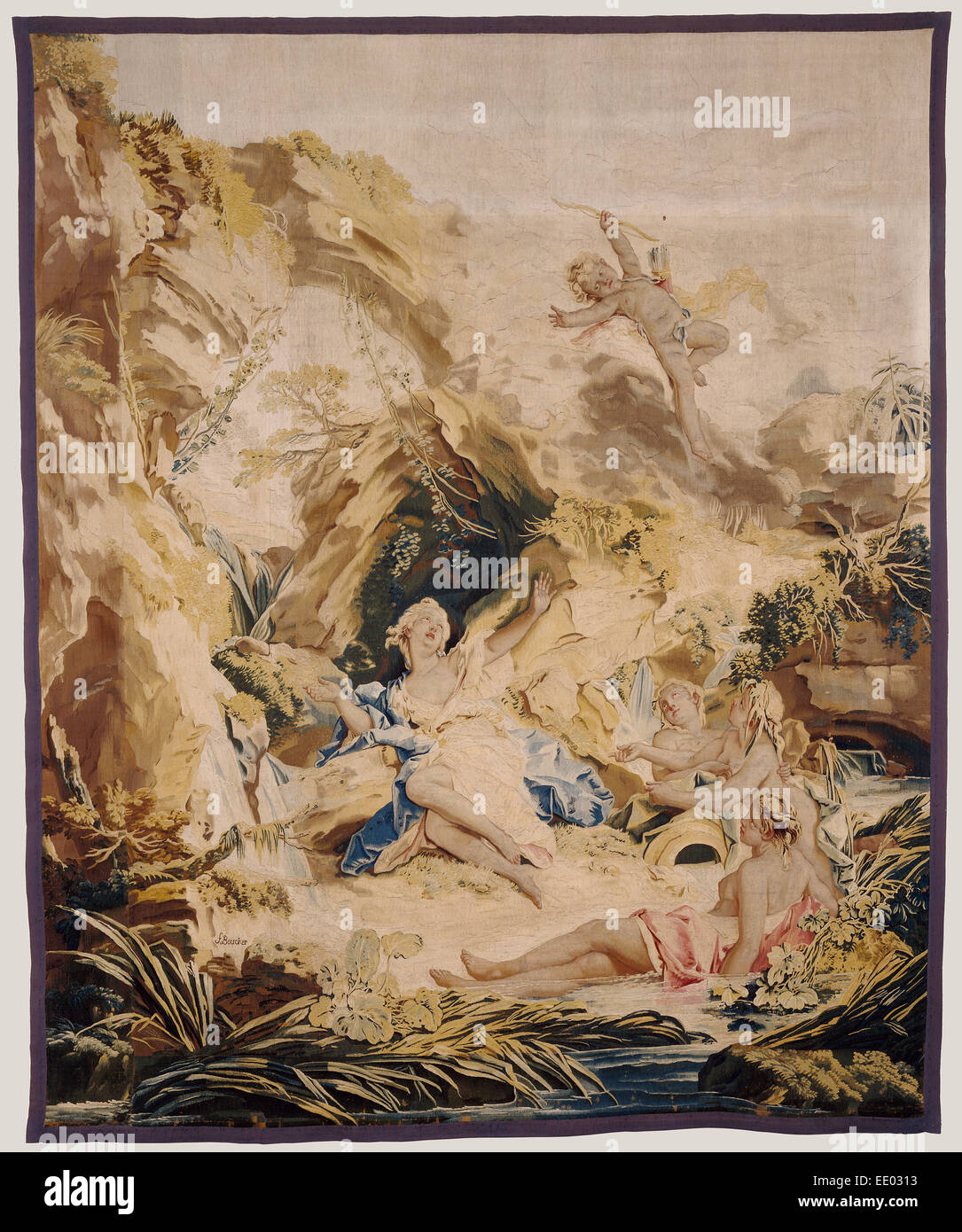 Arazzo: l'abbandono della psiche; dopo la progettazione da parte di François Boucher, francese, 1703 - 1770 Foto Stock