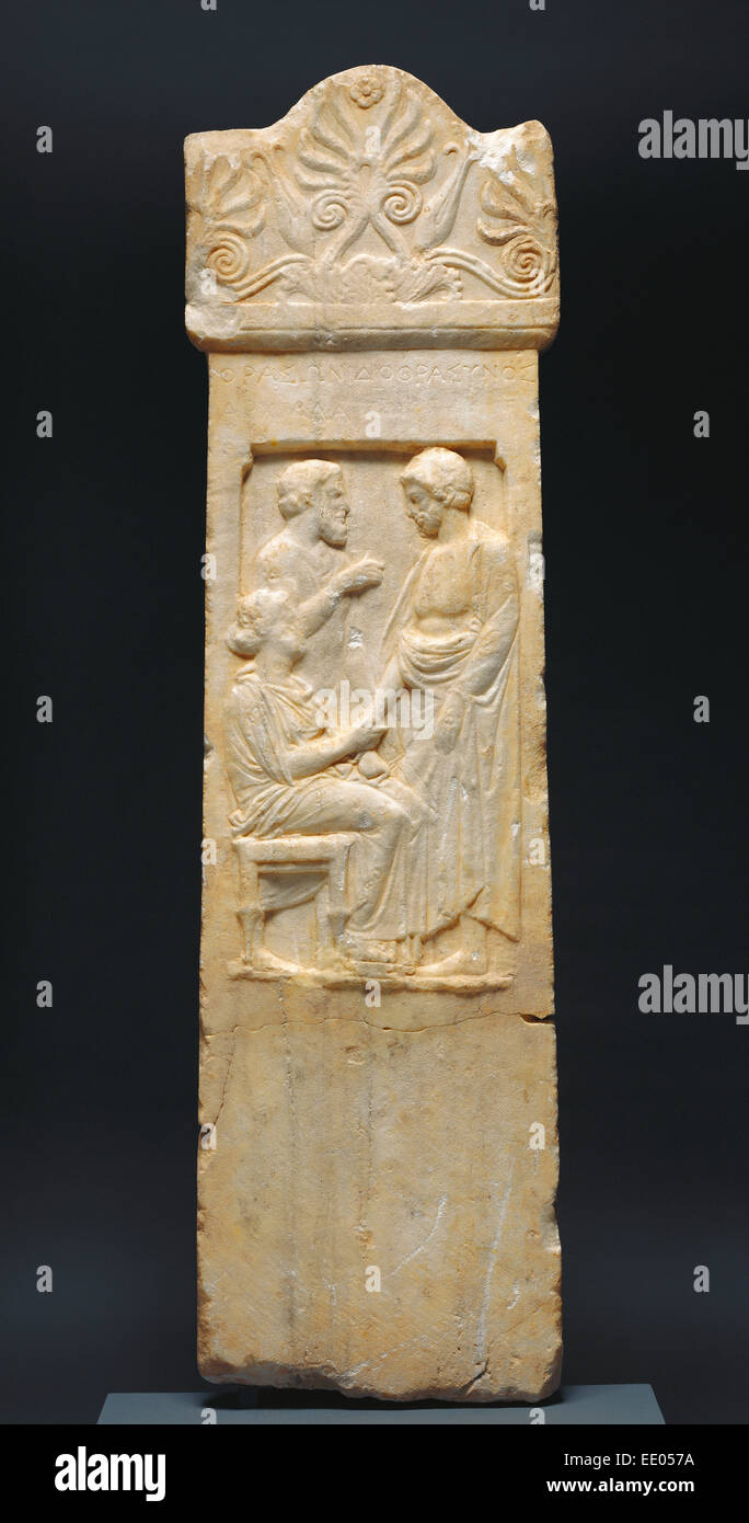 Grave Stele di Thrasynos; sconosciuta; Grecia (Attica); circa 375 A.C.; marmo Foto Stock