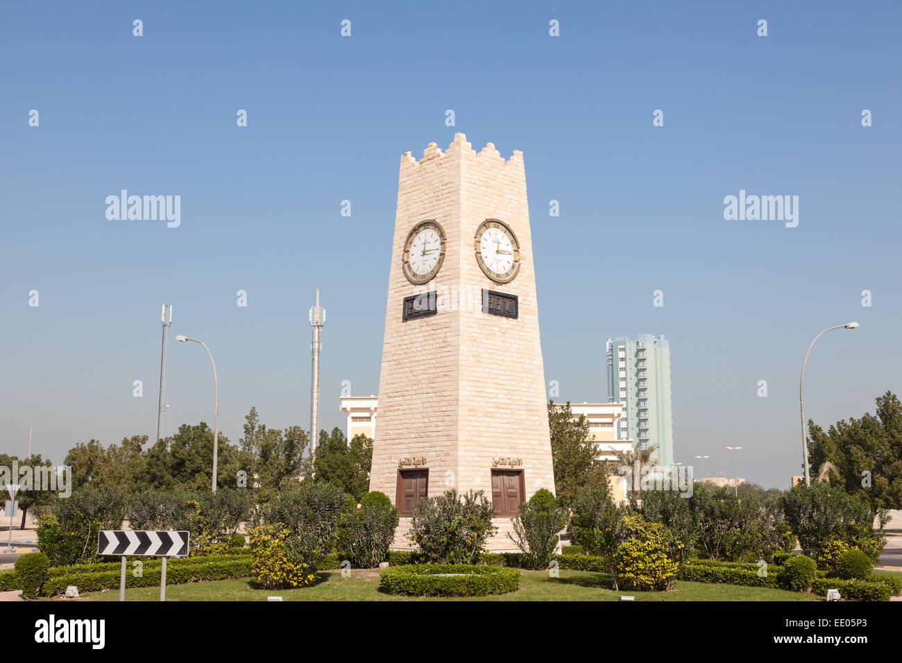 Torre dell Orologio rotatoria a Kuwait City Foto Stock