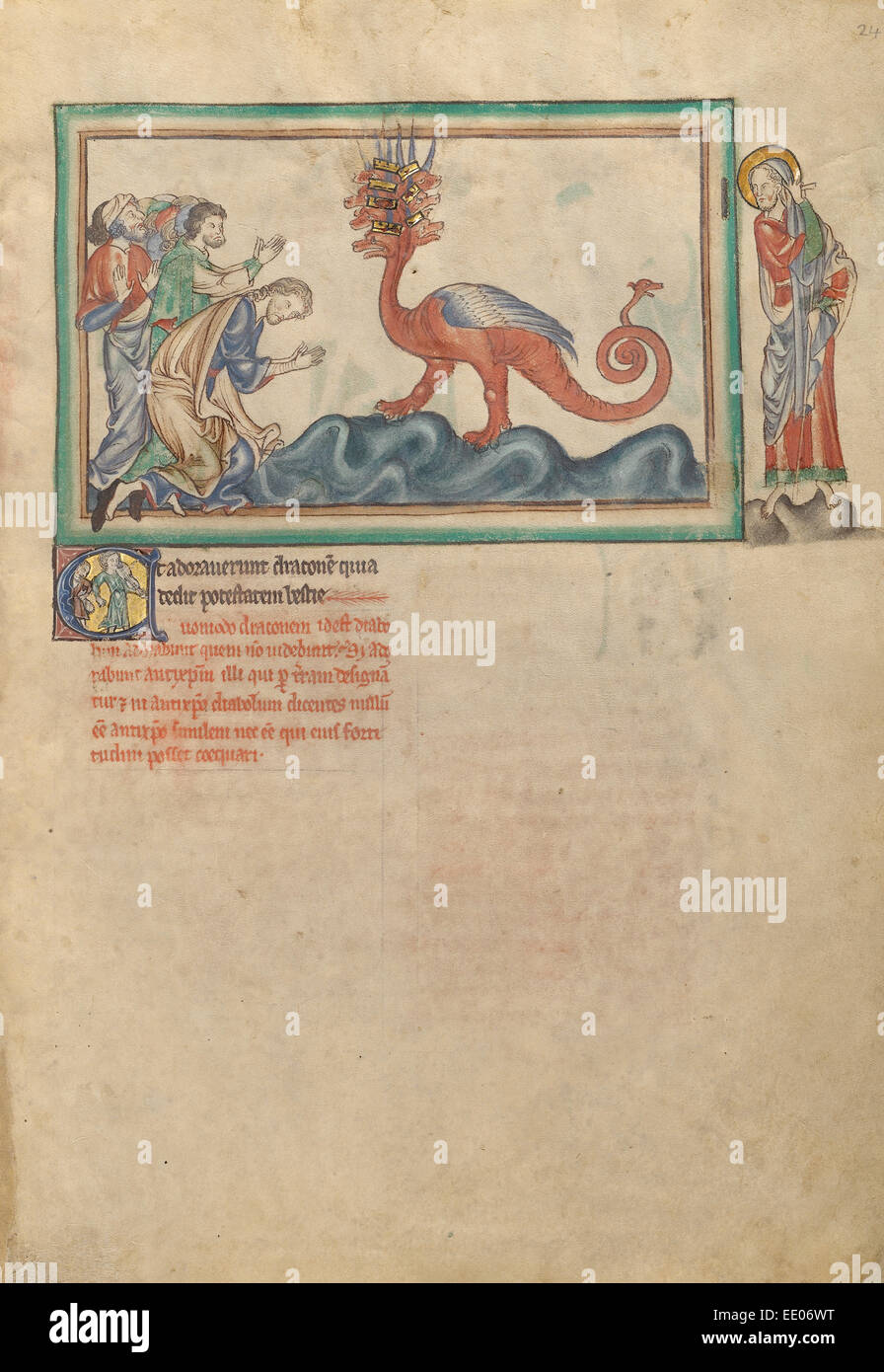 L adorazione della bestia sconosciuta; Londra (probabilmente), l'Inghilterra, l'Europa; circa 1255 - 1260; tempere, foglia oro Foto Stock