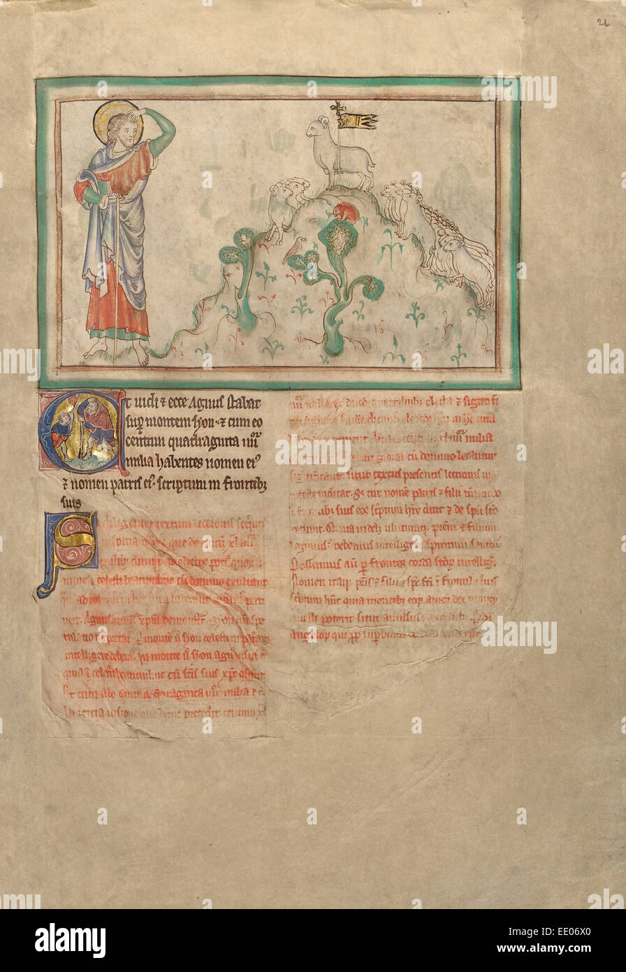 L Agnello sul monte Sion; sconosciuta; Londra (probabilmente), l'Inghilterra, l'Europa; circa 1255 - 1260; tempere, foglia oro Foto Stock