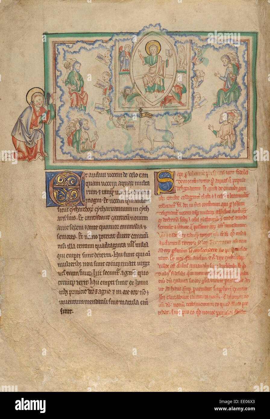 Il nuovo brano; sconosciuta; Londra (probabilmente), l'Inghilterra, l'Europa; circa 1255 - 1260; tempere, foglia oro, colorato di lavaggi, penna Foto Stock