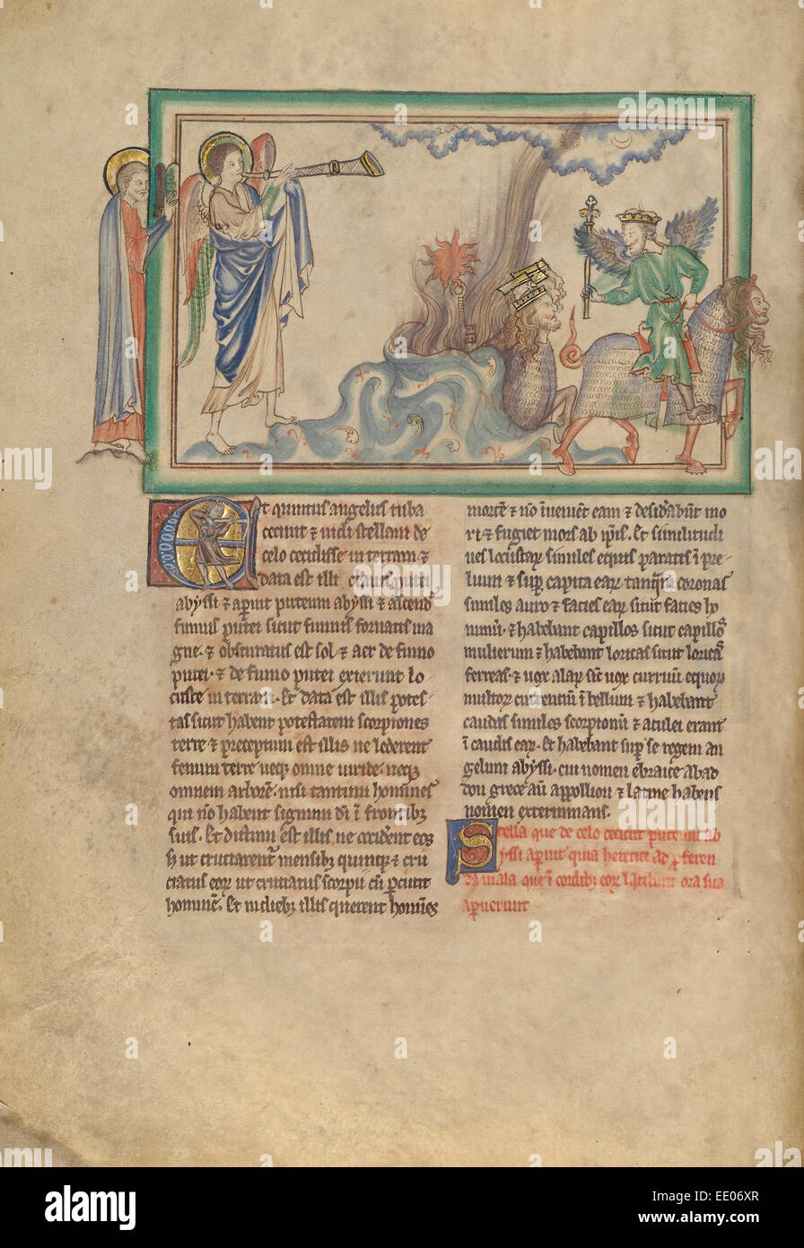 La quinta tromba: l'angelo della distruzione e le cavallette; sconosciuta; Londra (probabilmente), l'Inghilterra, l'Europa; circa 1255 - 1260 Foto Stock