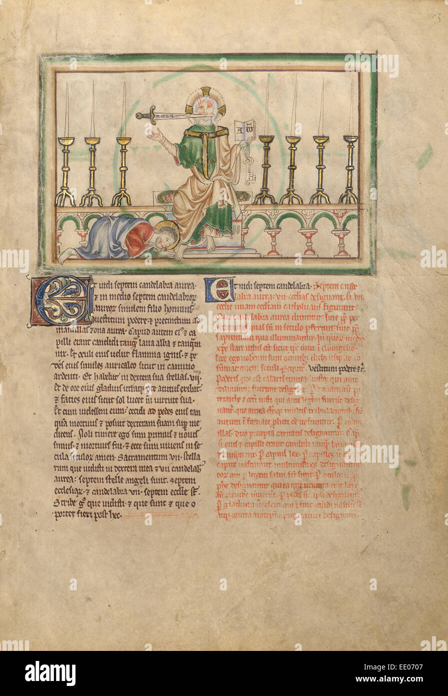 La visione di candele; sconosciuta; Londra (probabilmente), l'Inghilterra, l'Europa; circa 1255 - 1260; tempere, foglia oro, lavaggi colorati Foto Stock