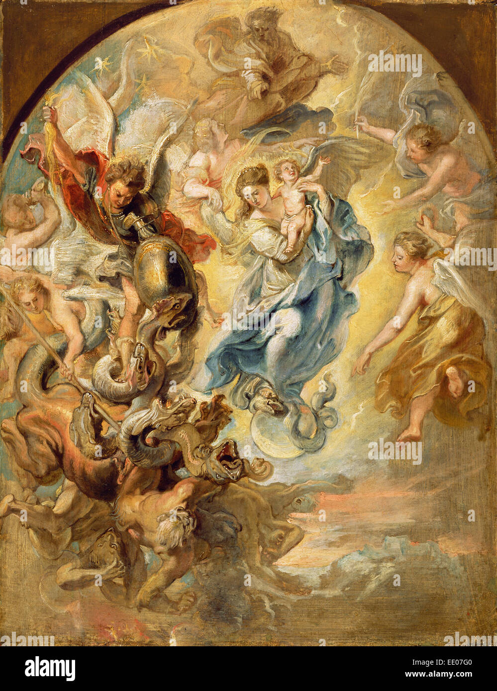 La Vergine come la donna dell'Apocalisse; Peter Paul Rubens, fiammingo, 1577 - 1640; circa 1623 - 1624; olio su pannello Foto Stock