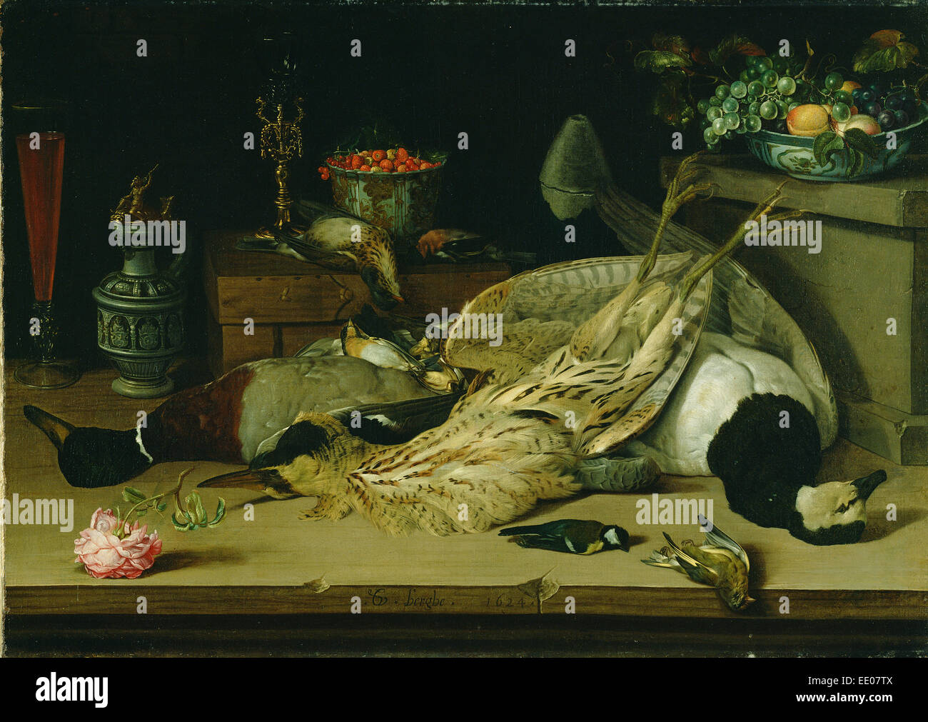 Ancora la vita con gli uccelli morti; Christoffel van den Berghe, fiammingo, circa 1590 - dopo il 1642; 1624; Olio su tela Foto Stock Ancora la vita con gli uccelli morti; Christoffel van den Berghe, fiammingo, circa 1590 - dopo il 1642; 1624; Olio su tela Foto Stock