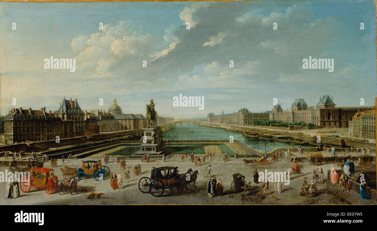 La vista di Parigi dal Pont Neuf; Jean-Baptiste Raguenet, francese, 1715 - 1793; 1763; Olio su tela Foto Stock