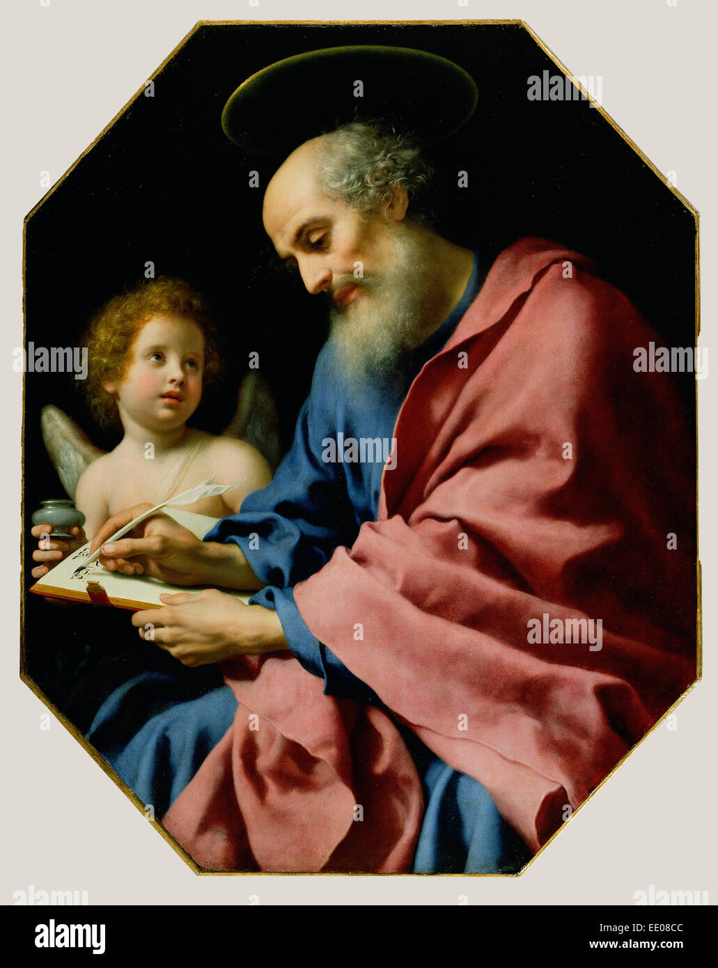 San Matteo scrive il suo Vangelo; Carlo Dolci, (Italiano) fiorentina, 1616 - 1687; circa 1670 s; Olio su tela Foto Stock