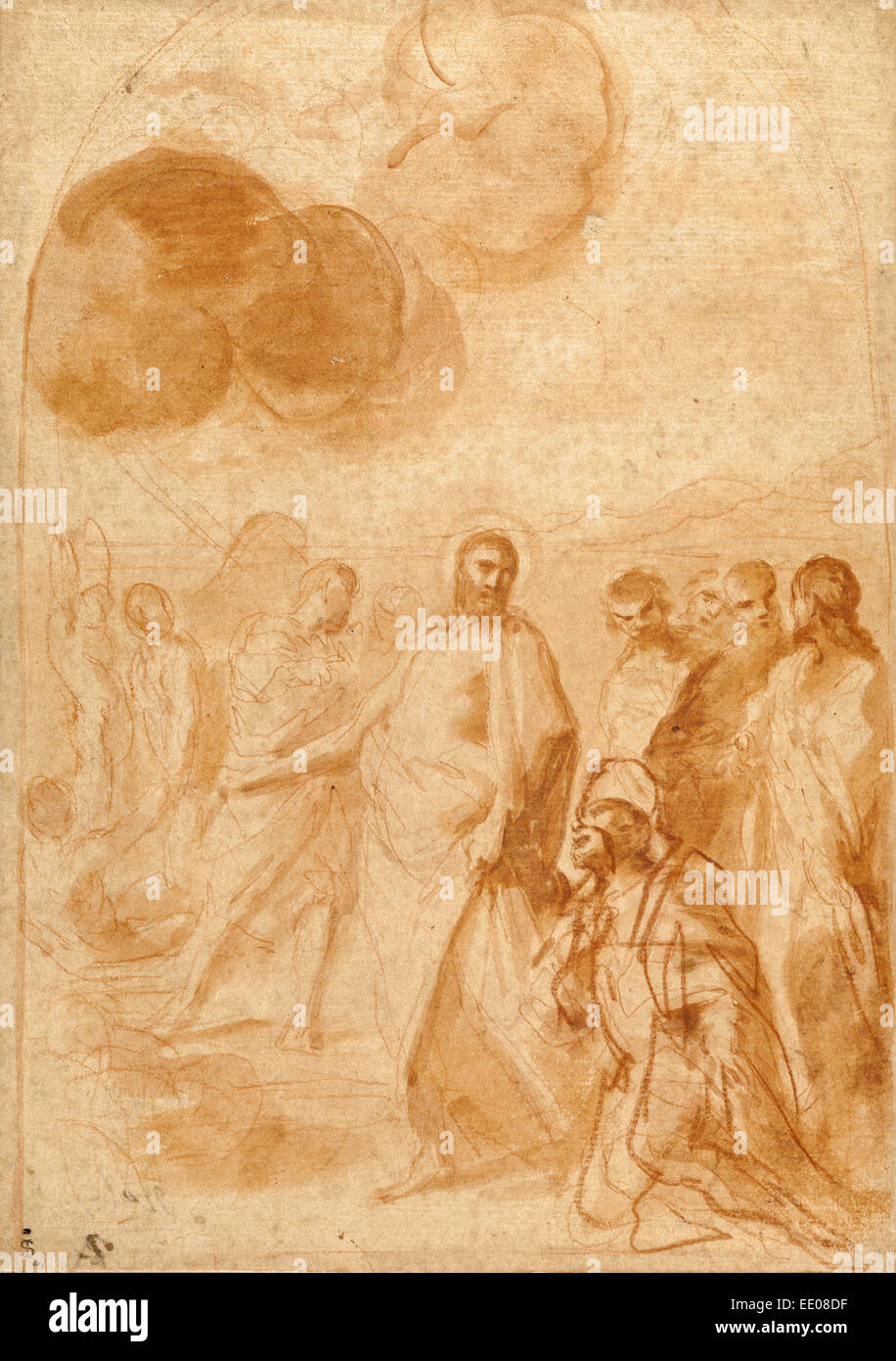 Il comando di Cristo di San Pietro, "Pasci le mie pecorelle!" ("pasce oves Mea"); Andrea Sacchi, Italiano, 1599 - 1661; circa 1628 Foto Stock