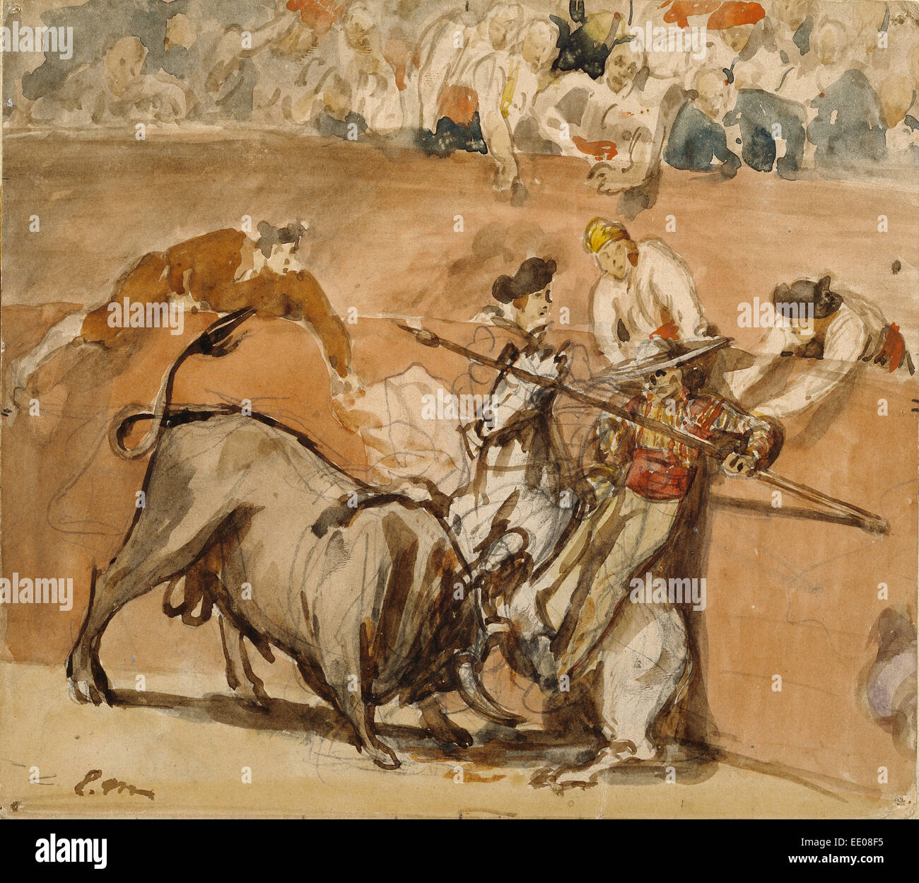La corrida; Édouard Manet, francese, 1832 - 1883; 1865; Acquerello su grafite Foto Stock