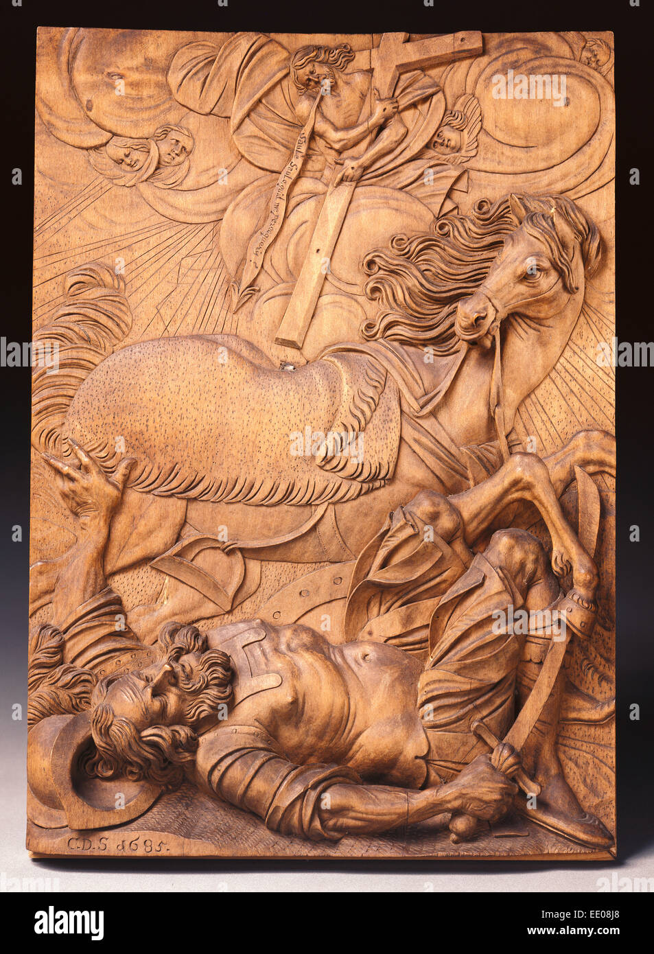 La conversione di san Paolo; Christoph Daniel Schenck, Tedesco, 1633 - 1691; 1685; Limewood Foto Stock