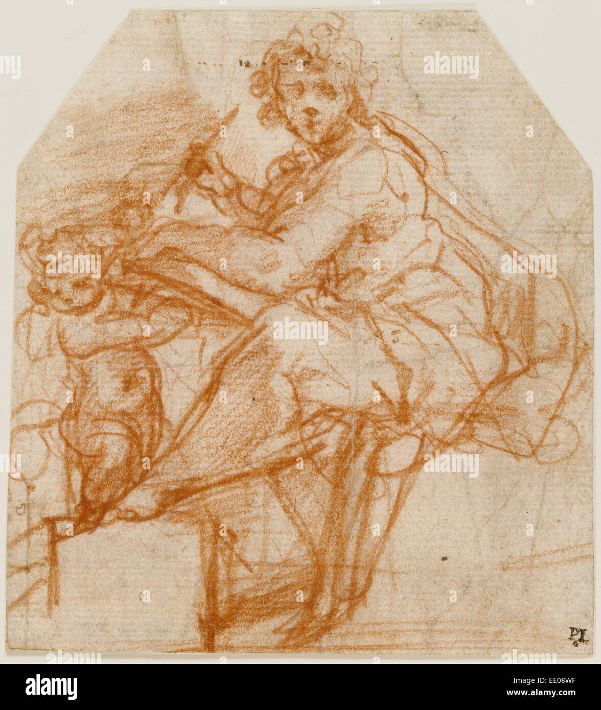 San Matteo; Correggio (Antonio Allegri), Italiano, circa 1489 - 1534; Italia, Europa; circa 1523; gesso rosso Foto Stock