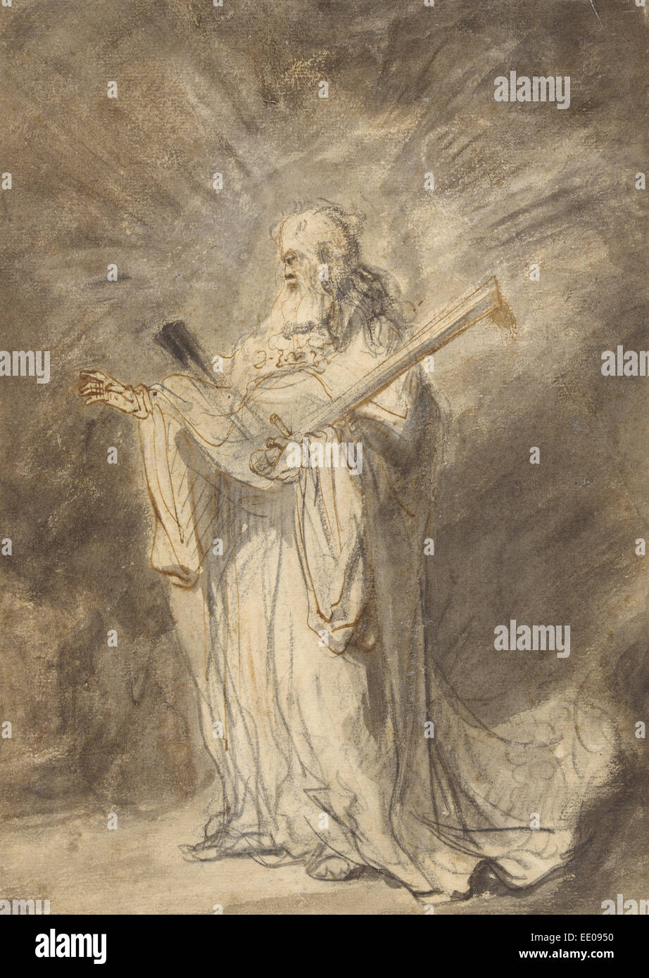 Il Messaggero di Dio che appare a Giosuè; Ferdinand Bol, Olandese, 1616 - 1680; circa 1640 - 1644; Penna e inchiostro bruno Foto Stock