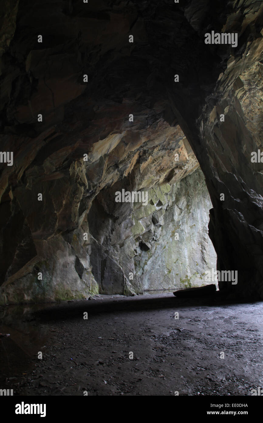 Cathedral cave in Langdale. Il Lake District Foto Stock