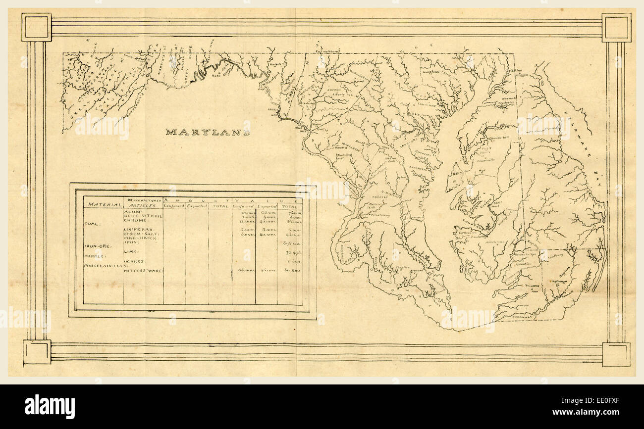 Mappa, Relazione sulle previsioni relative al rilevamento dello stato del Maryland, in virtù di una deliberazione dell'Assemblea generale Foto Stock