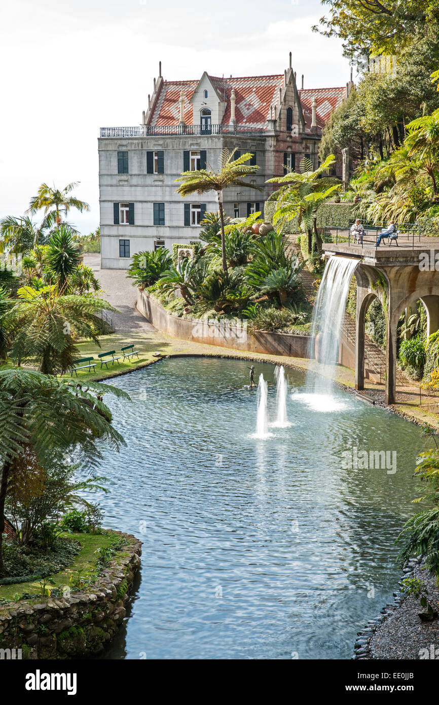 Monte Palace giardini tropicali, di Madera - Lago e casa Foto Stock