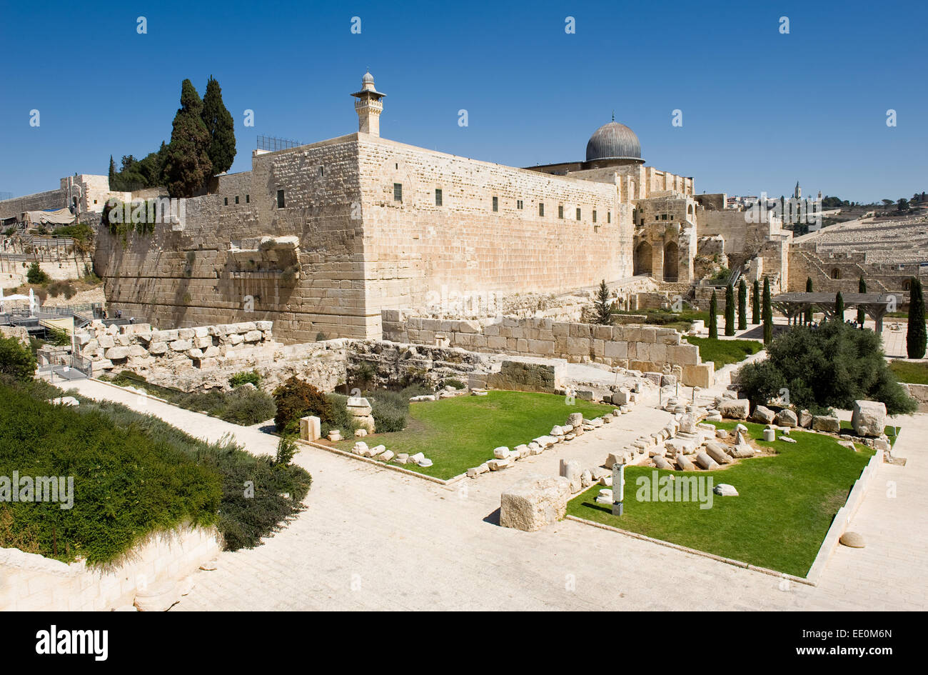 L'angolo sud-ovest del monte del tempio a Gerusalemme. Foto Stock