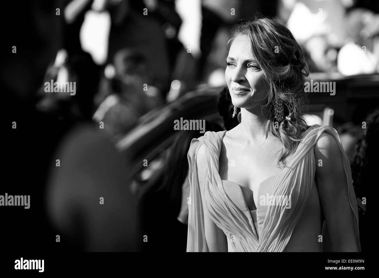 CANNES, Francia - 23 Maggio: Uma Thurman assiste il "nuvole di Sils Maria' Premiere al 67th festival di pellicola di Cannes il 23 maggio 201 Foto Stock