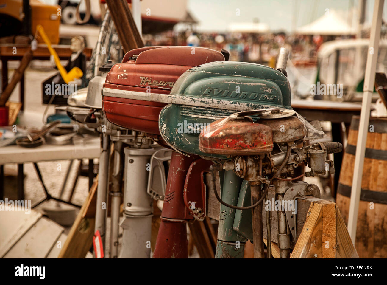 Antique, motori in barca al boat show e festival Foto Stock