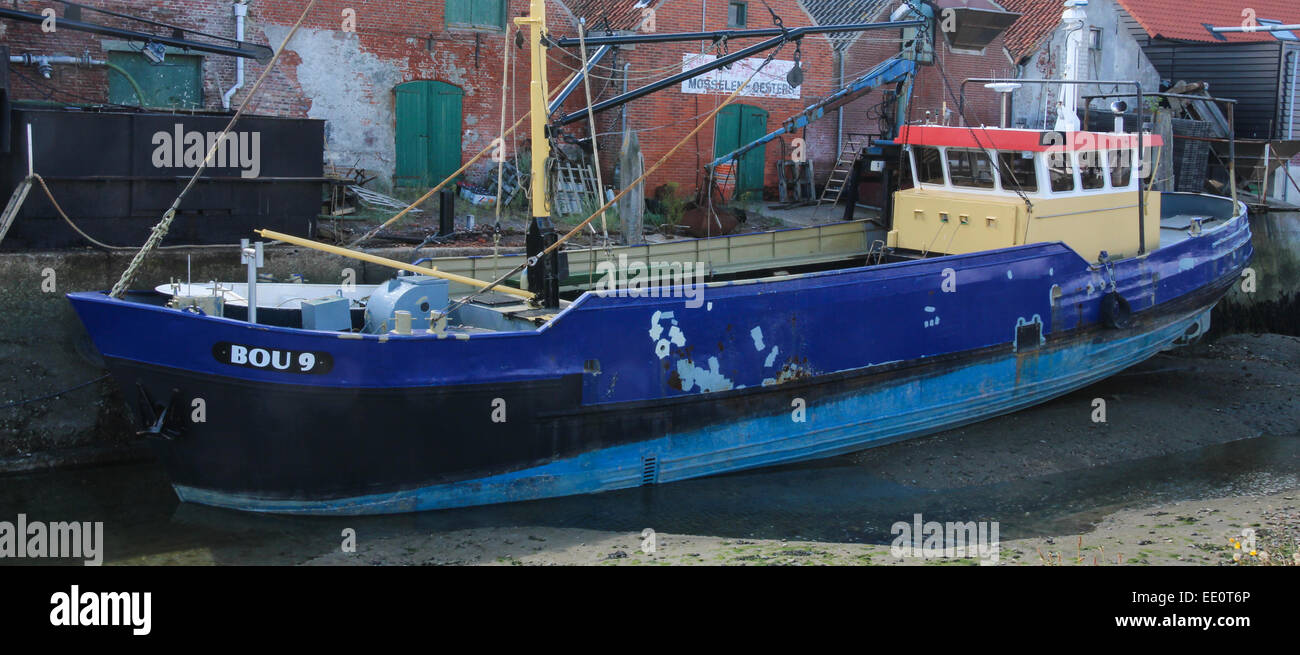 La pesca o cozza barche in Yerseke sull'estuario di Oosterschelde nella provincia olandese dello Zeeland Foto Stock