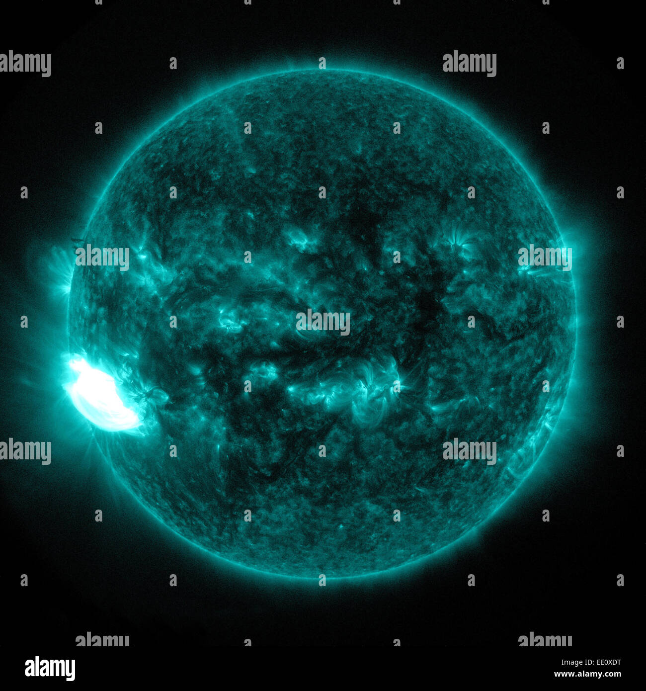 Immagine a raggi ultravioletti di una estrema Solar Flare, X1.1-class, Ottobre 19, 2014 Foto Stock