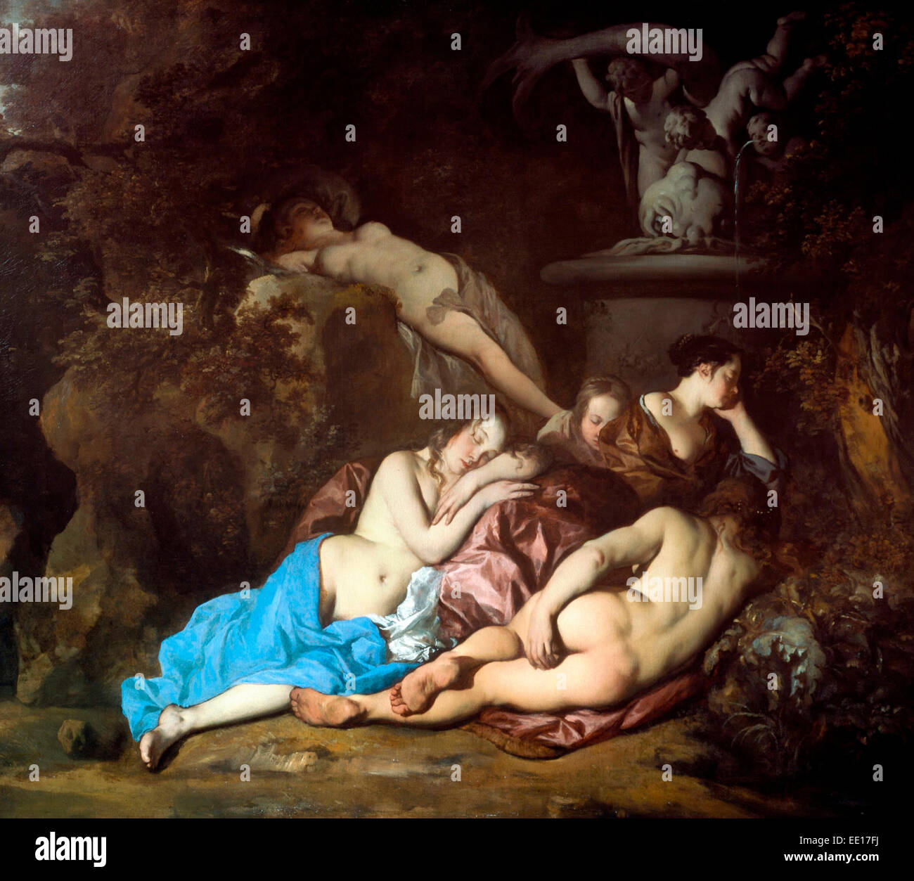 Ninfe da una fontana, un atipico lavoro mitologiche , Sir Peter Lely, circa 1650 Foto Stock