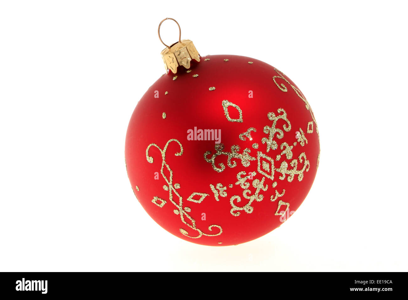 Weihnachtsschmuck, rote Christbaumkugel Foto Stock