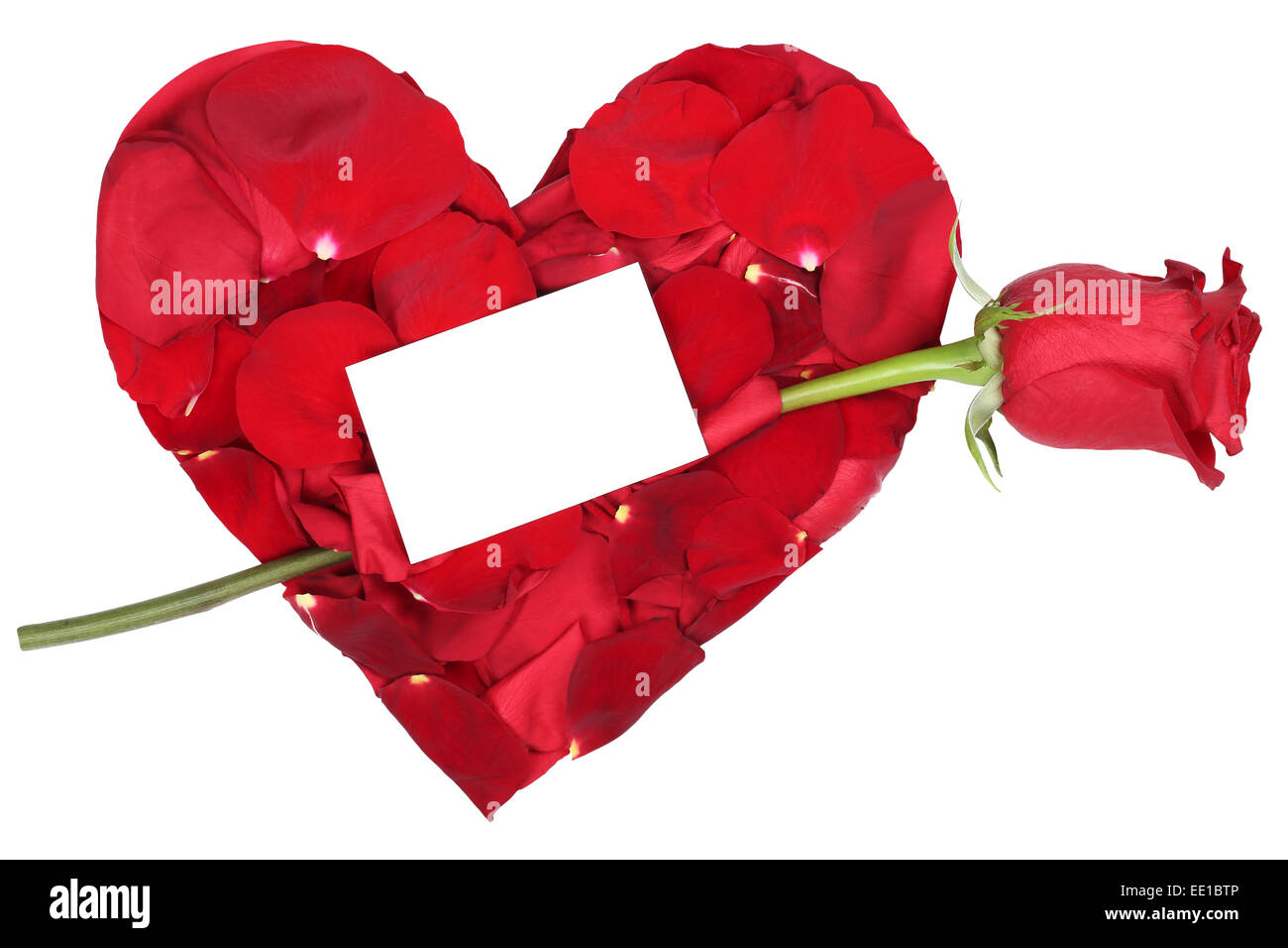 Cuore dai petali di rosa rossa amore argomento sul matrimonio, di San Valentino e la festa della mamma con copyspace Foto Stock