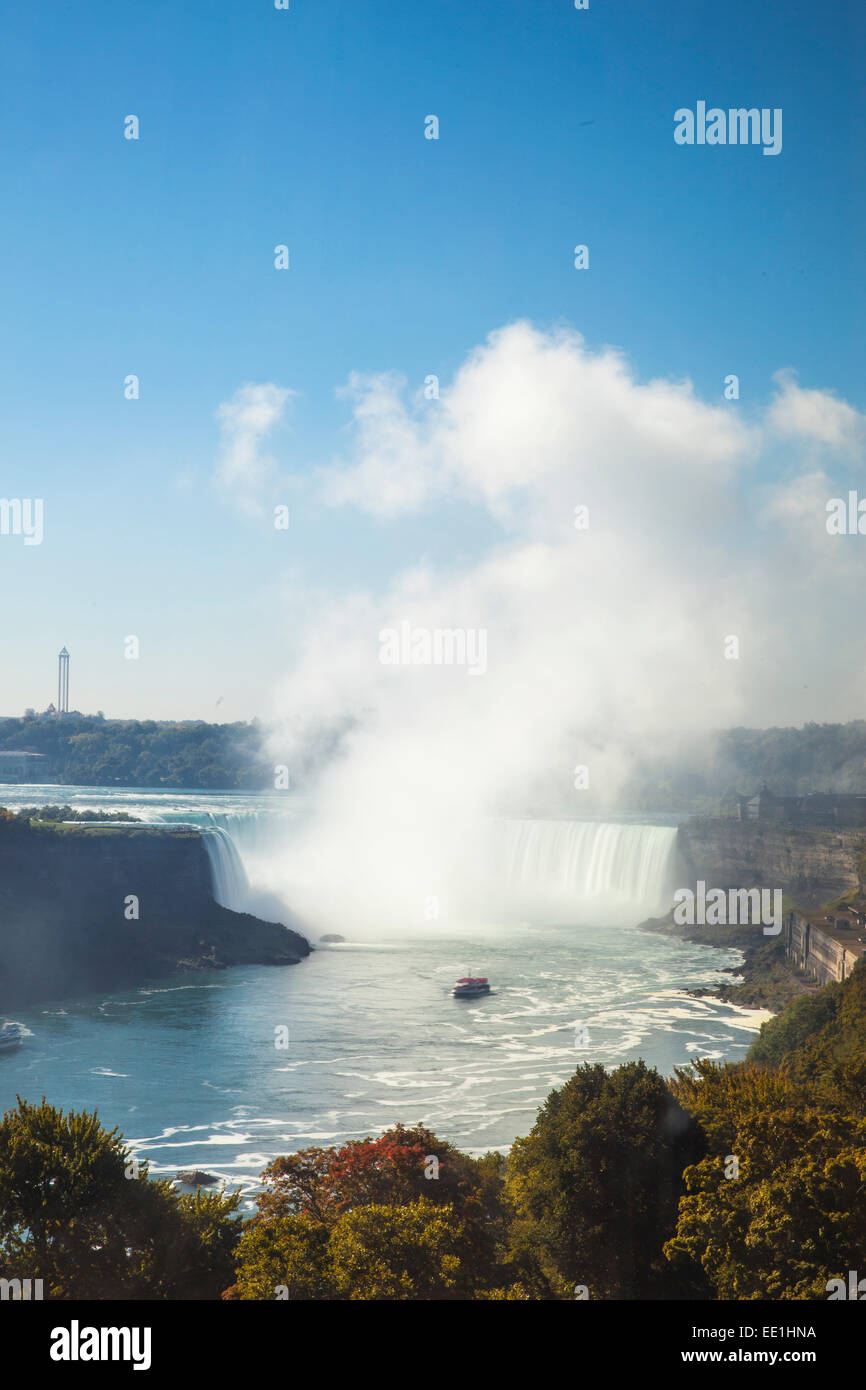 Cascate Horseshoe, Niagara Falls, Niagara, la frontiera dello Stato di New York e Ontario, Canada, America del Nord Foto Stock