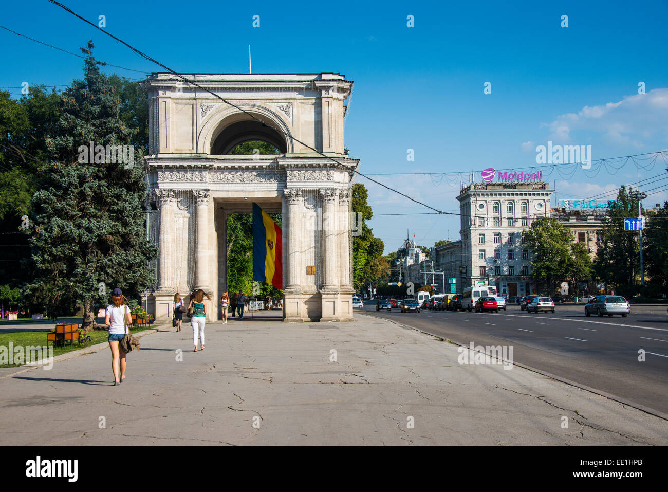 Arc de Triomphe nel centro di Chisinau in Moldavia, Europa Foto Stock
