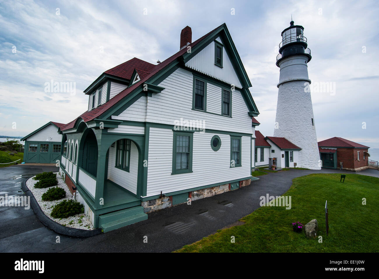 Portland Head Light, storico Faro di Cape Elizabeth, Maine, New England, Stati Uniti d'America, America del Nord Foto Stock
