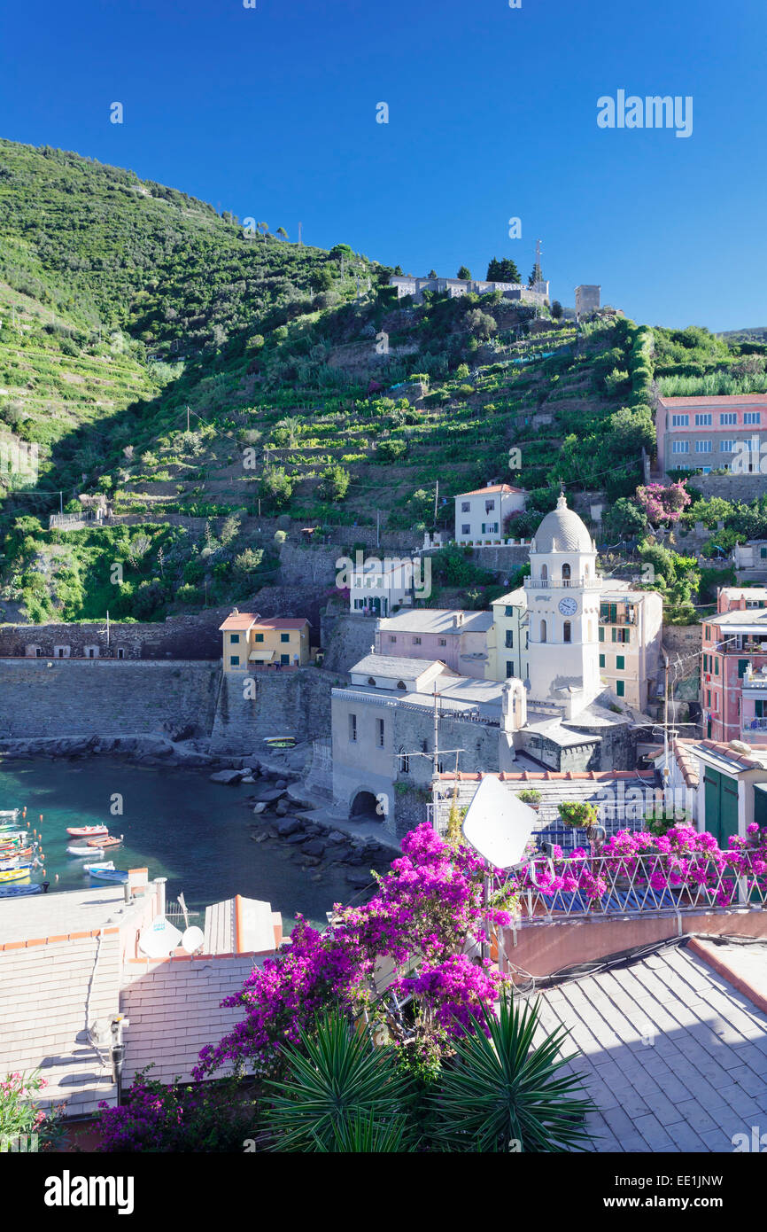 Vernazza, Cinque Terre, Sito Patrimonio Mondiale dell'UNESCO, la Riviera di Levante, Provinz La spazia, Liguria, Italia, Europa Foto Stock