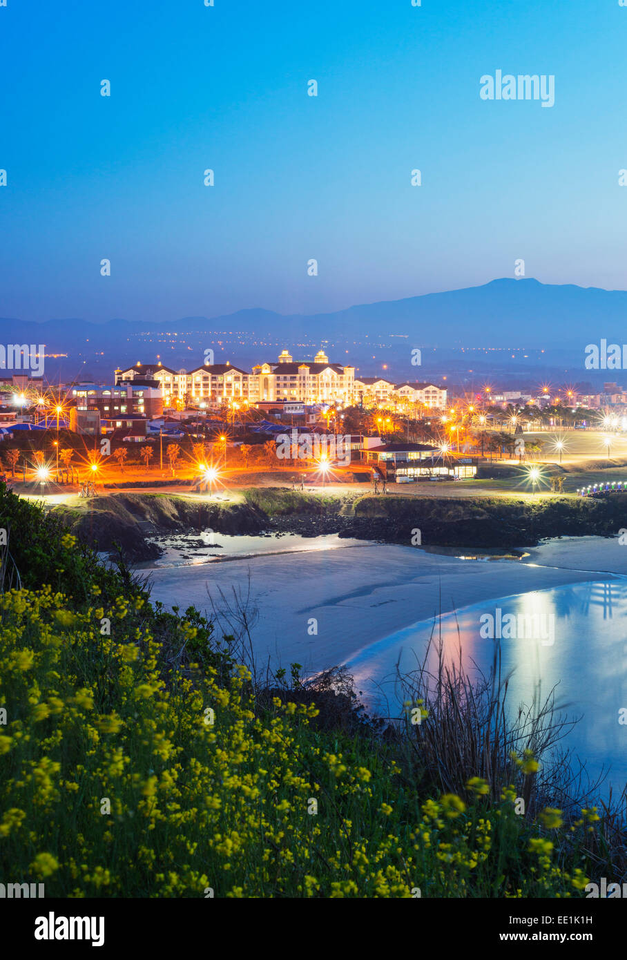 Paesaggi costieri a Gimnyeong Seongsegi beach resort, Jeju Island, Corea del Sud, Asia Foto Stock