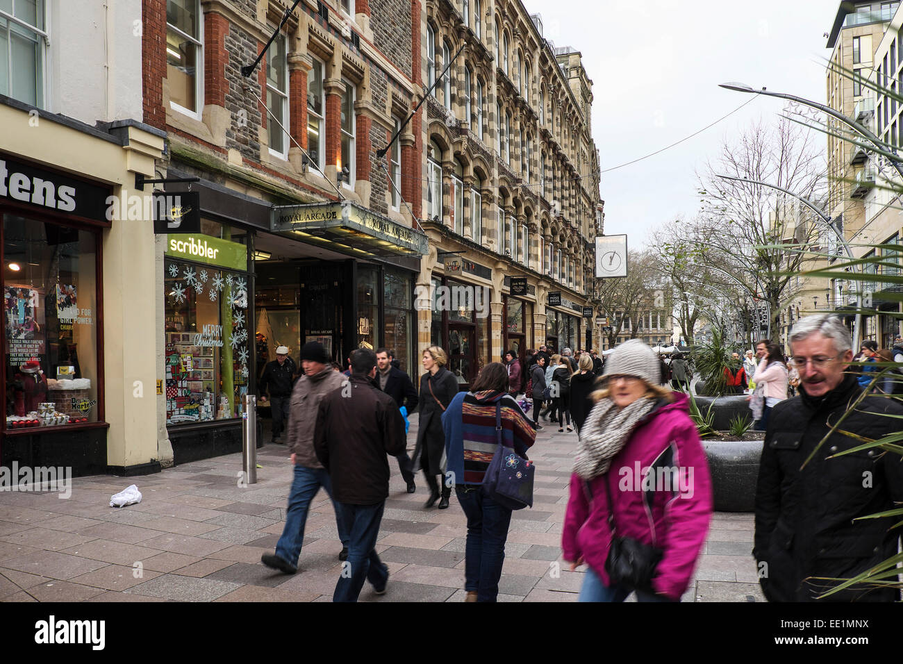 La Hayes area dello shopping nel centro di Cardiff. Foto Stock