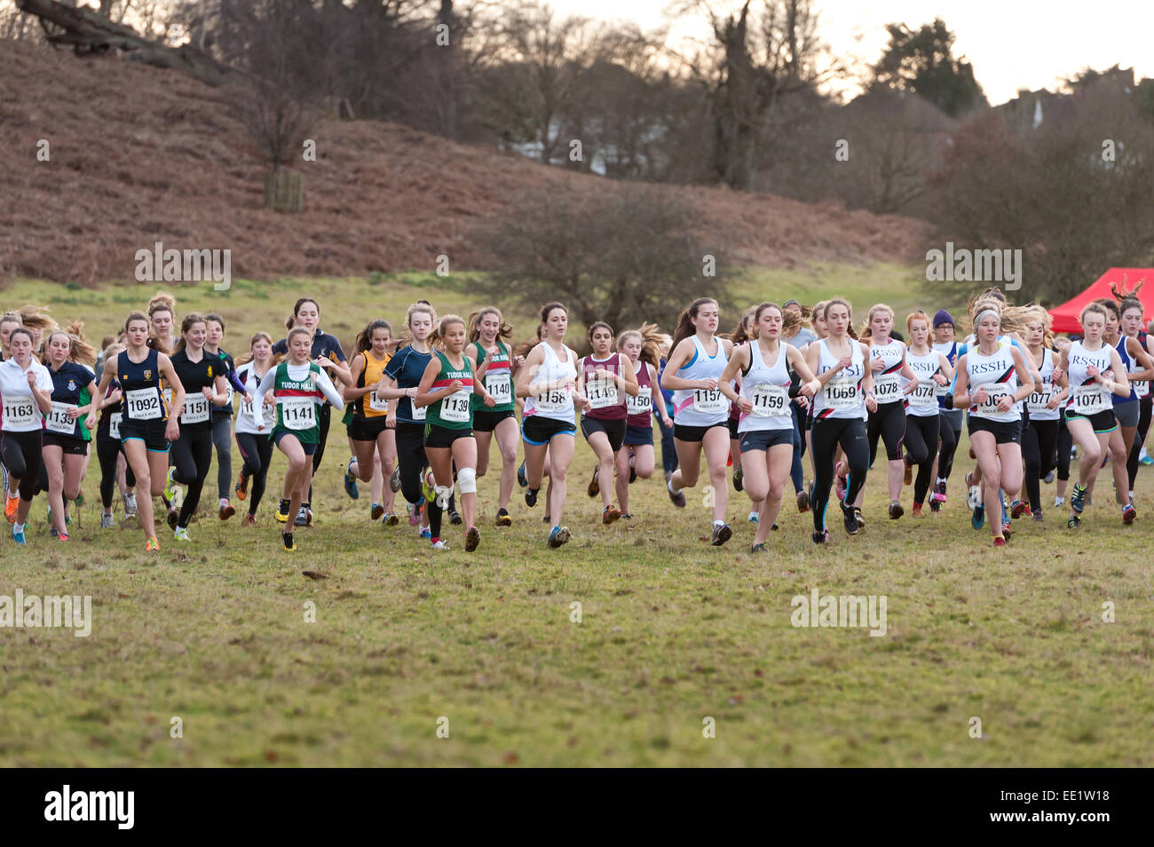 L annuale Knole Run Sevenoaks School cross country gioventù 15 16 17 anni 6 miglio a correre in squadre dura gara endurance Foto Stock