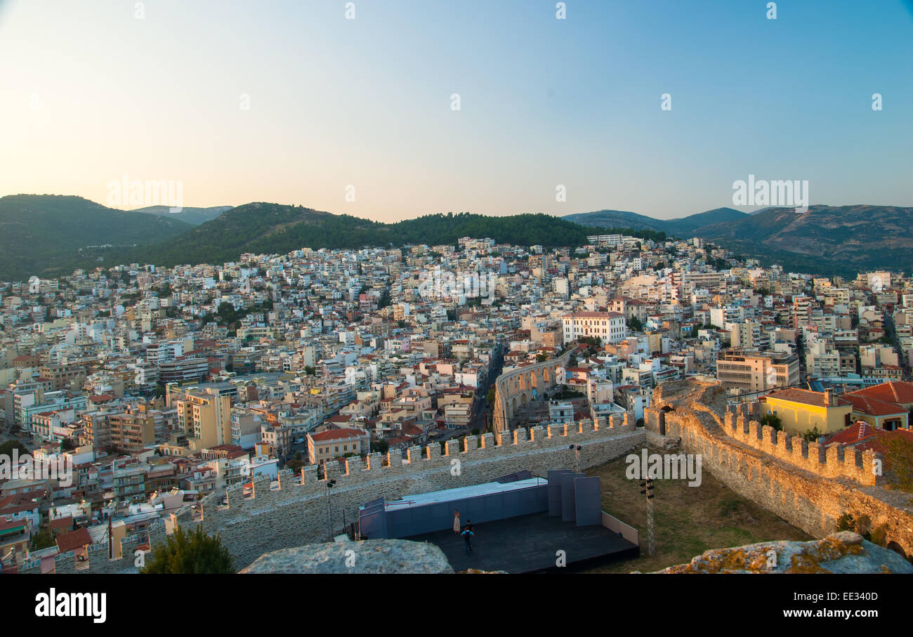 Città di Kavala in Grecia (summer resort posto). La Grecia, Kavala, antico acquedotto Kamares Foto Stock