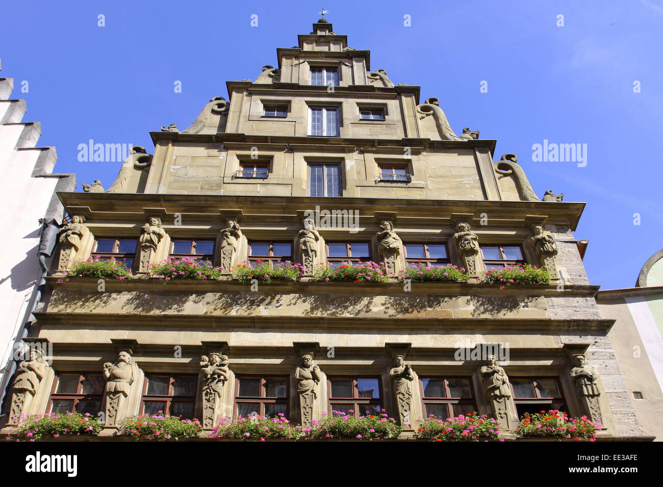 Deutschland, Bayern, Rothenburg ob der Tauber, Baumeisterhaus, Werk und Wohnhaus des Steinmetzen Leonhard Weidmann, Rinascimento- Foto Stock