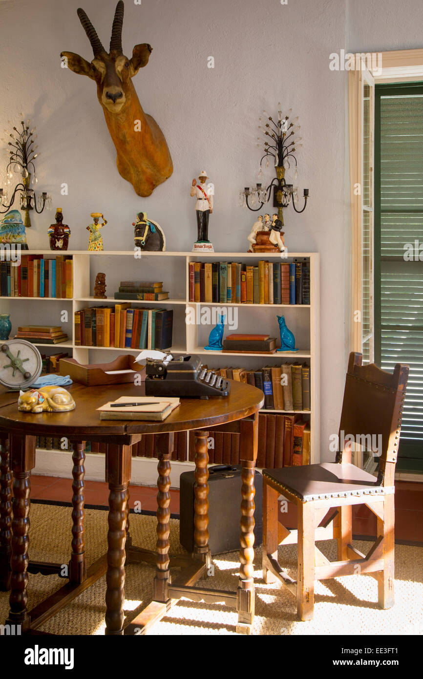 Interno di Ernest Hemningways sala da scrittura nella sua casa di Key West, Florida, Stati Uniti d'America Foto Stock