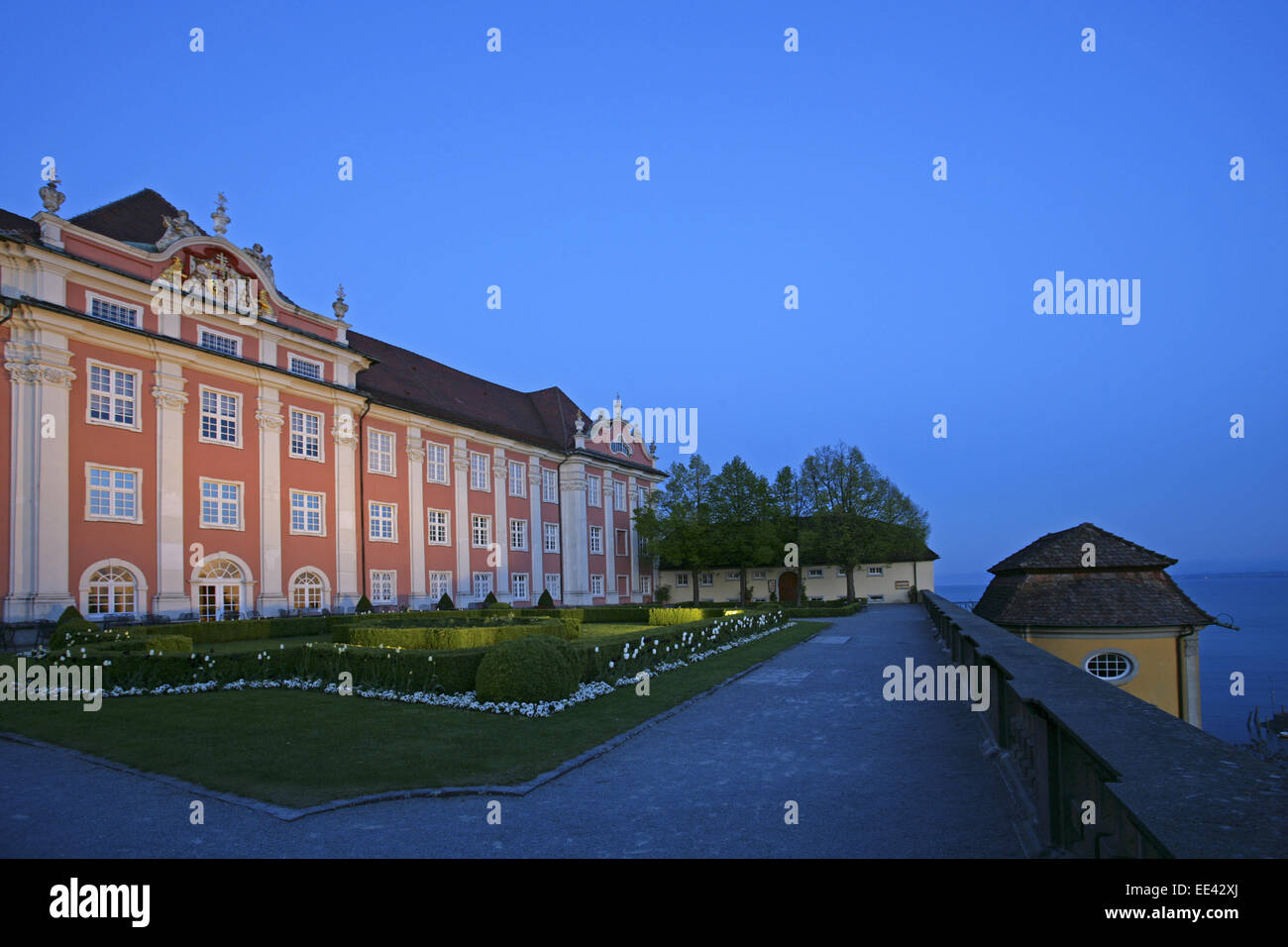 Deutschland, Bodensee, Europa, Oberschwaebische Barockstrasse, Stadt, Sehenswuerdigkeit, Tourismus, Meersburg, Neues Schloss, Ar Foto Stock